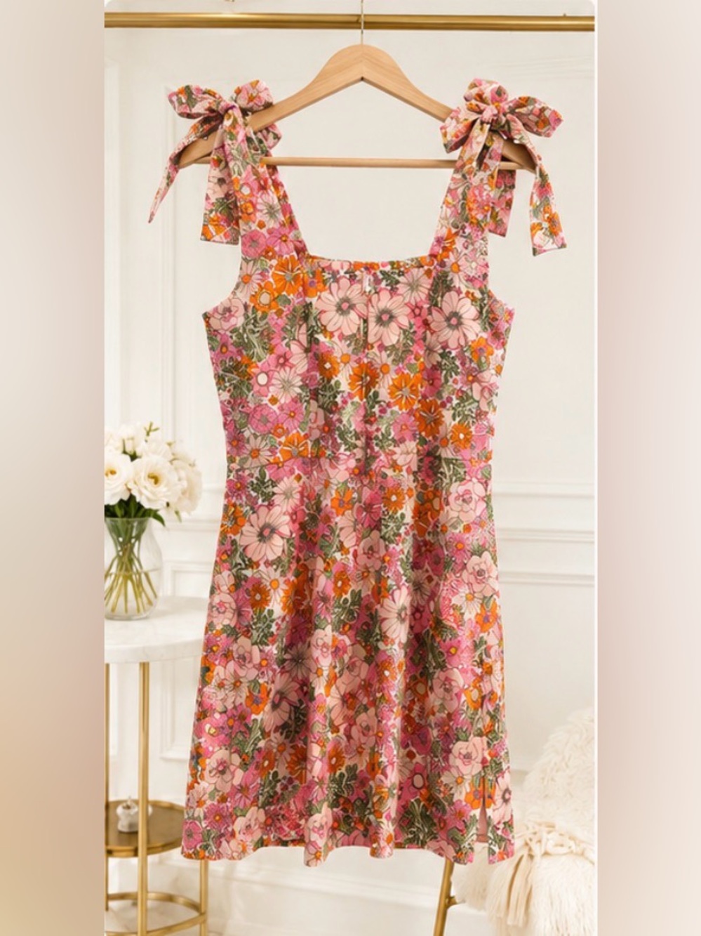 Trixxi Floral Tie-Shoulder Pink women’s dress